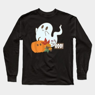 Halloween boooo cute ghost and pampkin Happy Halloween Long Sleeve T-Shirt